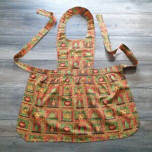 Vintage Handmade Country Kitchen Print Apron Adjustable Ties Teapot 9" Opening